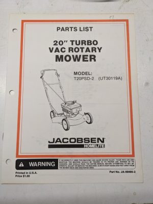 Homelite Illustrated Parts Manual List Mower 21” Maxi Bagger T20Psd-2 99466-2
