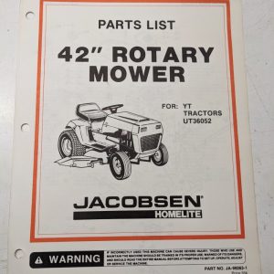 Jacobsen Illustrated Parts Manual List 42” Mower Attachment Ty Tractors 99236-1