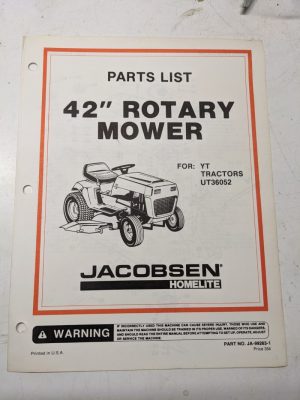 Jacobsen Illustrated Parts Manual List 42” Mower Attachment Ty Tractors 99236-1
