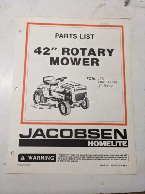 Jacobsen Illustrated Parts Manual List 42” Mower Attachment Tractor Ltx 99324-0