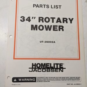 Jacobsen Illustrated Parts Manual List 34” Mower Attachment Tractors 99022-3
