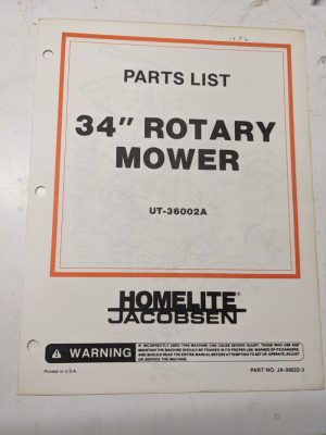 Jacobsen Illustrated Parts Manual List 34” Mower Attachment Tractors 99022-3