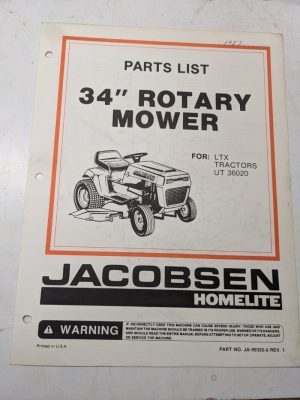 Jacobsen Illustrated Parts Manual List 34” Mower Attachment Ltx Tractors 99325-0
