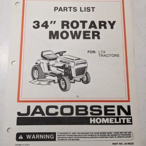 Jacobsen Illustrated Parts Manual List 34” Mower Attachment Ltx Tractors 99325