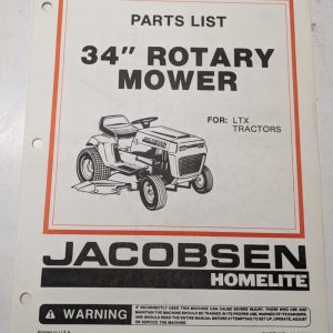 Jacobsen Illustrated Parts Manual List 34” Mower Attachment Ltx Tractor Ja-99325
