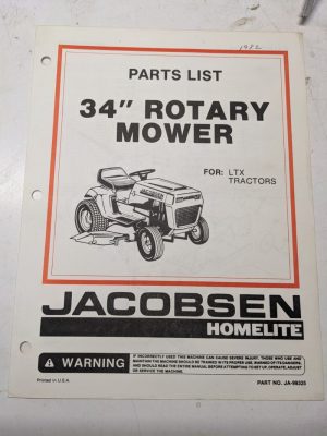 Jacobsen Illustrated Parts Manual List 34” Mower Attachment Ltx Tractor Ja-99325
