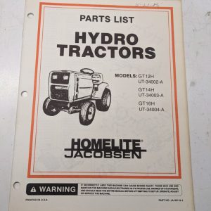 Jacobsen Illustrated Parts Manual List Hydro Tractor Gt12H 14H 16H Ja-99118-3