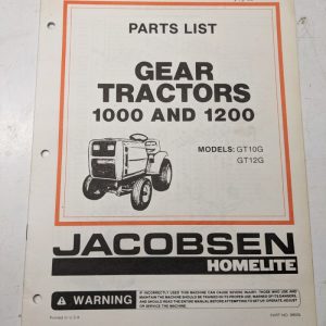 Jacobsen Illustrated Part Manual List 1000 1200 Gear Tractor Gt10G Gt12G 99039