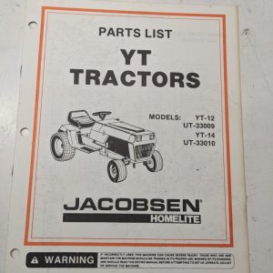 Jacobsen Illustrated Parts Manual List Book Tractor Yt- 12 14 99262-8