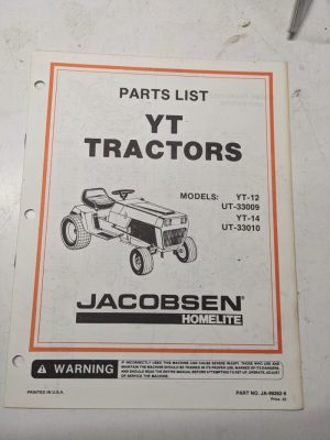 Jacobsen Illustrated Parts Manual List Book Tractor Yt- 12 14 99262-8