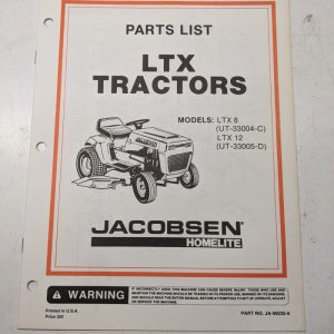 Jacobsen Illustrated Parts Manual List Book Ltx Tractors 8 12 99235-6 33004