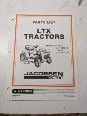 Jacobsen Illustrated Parts Manual List Book Ltx Tractors 8 12 99235-6 33004