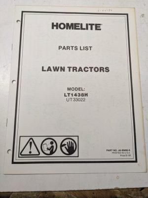 Jacobsen Illustrated Parts Manual List Book Lawn Tractors Lt1438H 99495-9