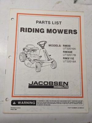 Jacobsen Illustrated Parts Catalog Manual List Riding Mower Rmx 8 11 E 99255-8