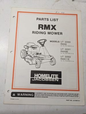 Jacobsen Illustrated Parts Catalog Manual List Riding Mower Rmx 8 11 E 99018-5