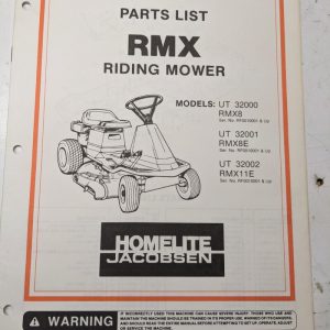 Jacobsen Illustrated Parts Catalog Manual List Riding Mower Rmx 8 11 E 99018