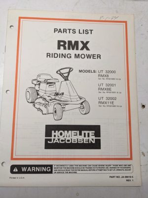 Jacobsen Illustrated Parts Catalog Manual List Riding Mower Rmx 8 11 E 99018