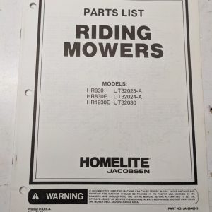 Jacobsen Illustrated Parts Catalog Manual List Riding Mower Hr830 1230E 99465