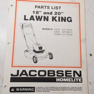 Jacobsen Illustrated Parts Catalog Manual List Book Lawn King Mower Lk 18 20P