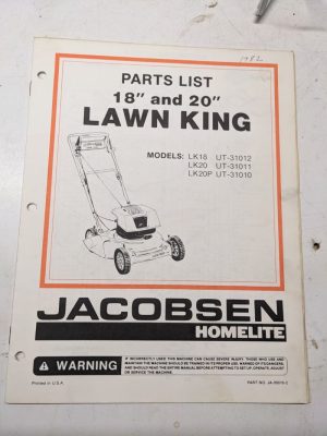 Jacobsen Illustrated Parts Catalog Manual List Book Lawn King Mower Lk 18 20P