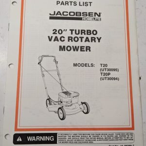 Jacobsen Illustrated Parts Catalog Manual List 20” Turbo Mower T20P 99299-7