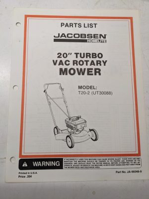 Jacobsen Illustrated Parts Catalog Manual List 20” Turbo Mower T20-2 99348-9