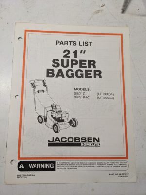 Jacobsen Illustrated Parts Catalog Manual List 21” Super Bagger Sb21P4C 99127-9