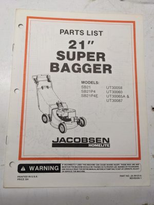Jacobsen Illustrated Parts Catalog Manual List 21” Super Bagger Sb21 99299-7