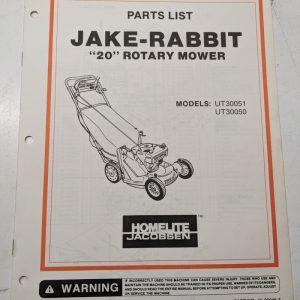 Jacobsen Illustrated Parts Manual List 20” Jake Rabbit Mower Ut30051 99049-7