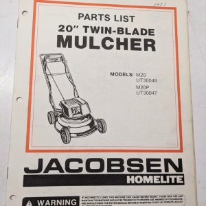 Jacobsen Illustrated Parts Catalog Manual List 20” Twin Mulcher M20P 99024-2