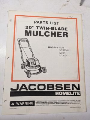 Jacobsen Illustrated Parts Catalog Manual List 20” Twin Mulcher M20P 99024-2