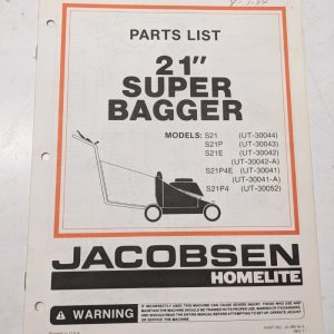 Jacobsen Illustrated Parts Catalog Manual List 21” Super Bagger S21P4E 99018-4