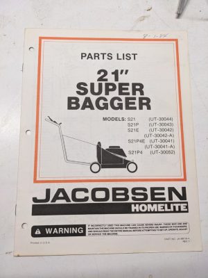 Jacobsen Illustrated Parts Catalog Manual List 21” Super Bagger S21P4E 99018-4