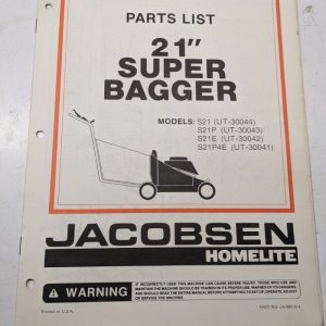 Jacobsen Illustrated Parts Catalog Manual List 21” Super Bagger S21P4E Ja-99018