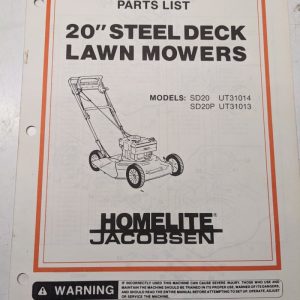 Jacobsen Illustrated Parts Catalog Manual List 20” Steel Deck Sd20P 99049-8