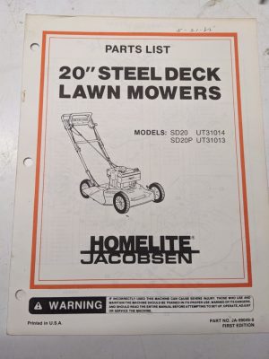 Jacobsen Illustrated Parts Catalog Manual List 20” Steel Deck Sd20P 99049-8