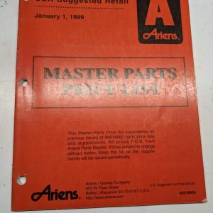 Ariens Service Master Parts Price List Dealer Manual Usa Suggested 1999 00018900