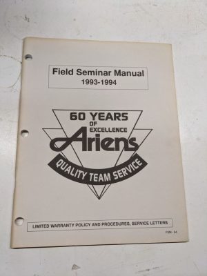 Ariens Field Seminar Manual 1993-1994 Service Letters Bulletins Dealership Book