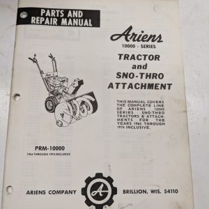 Ariens Parts List Book Repair Service Manual Series 10000 Tractor 1964-1974 Prm-