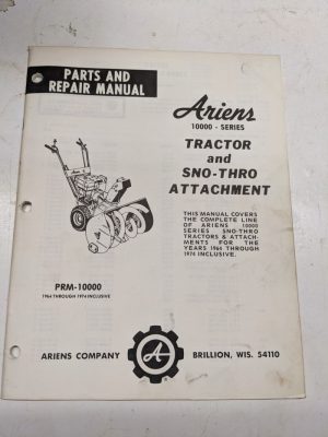 Ariens Parts List Book Repair Service Manual Series 10000 Tractor 1964-1974 Prm-