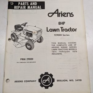 Ariens Parts List Repair Service Manual 8Hp Lawn Tractor 1974-1978 Prm- 29000