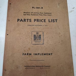International Harvester Ih Farm Implement Pl-201-B Parts Price List 1963 Manual
