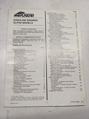 Mercruiser Gas Engines Alpha Models 1997 Ourboard Installation Instructions
