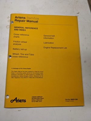 Ariens Service Repair Manual Genereal Reference And Index Rmgr-1993 Dealer Book