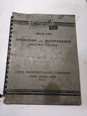 Cedarapids Imco-084 Operation Maintenance Instruction Manual Bituminous Paver 62