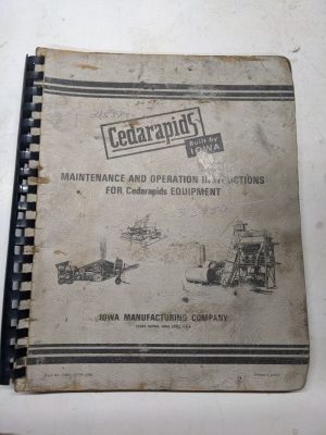 Cedarapids Imco-085 Operation Maintenance Instruction Manual Paver Bsf-2