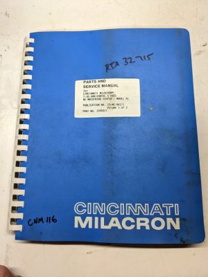 Cincinnati Milacron Parts List Service Manual Repair T-30 5 Axes Nc Al 1/2 1986