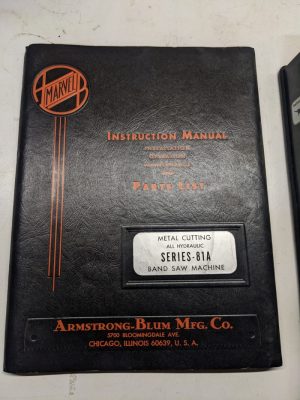 Marvel Instruction Manual Operation Maintenance Parts List Book Series 81A Saw