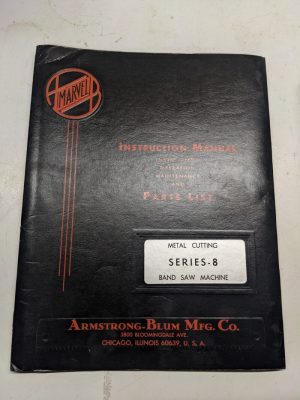 Marvel Instruction Manual Operation Maintenance Parts List Book Series 8 Saw