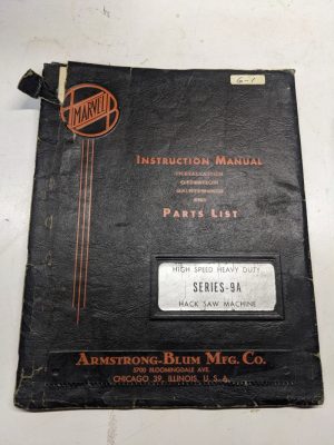 Marvel Instruction Manual Owner Maintenance Parts List Book Series 9A Saw